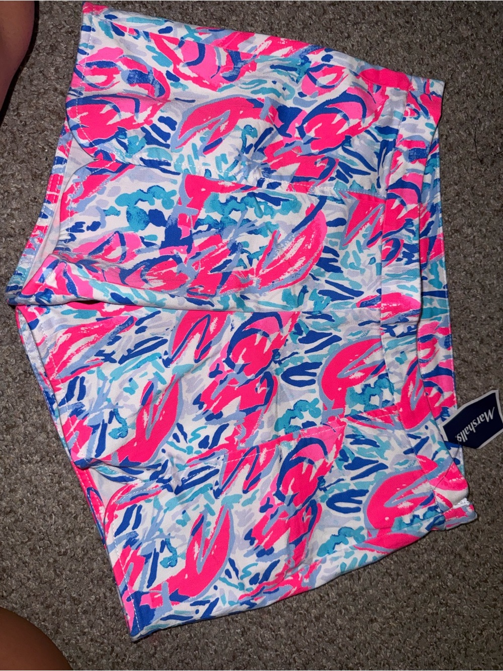 Lilly Pulitzer Neon Pink & Blue Printed High-Waist Shorts